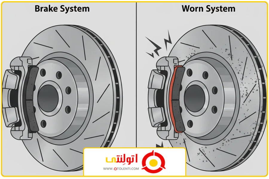 نشانه خرابی | لنت ترمز بدون صدا
