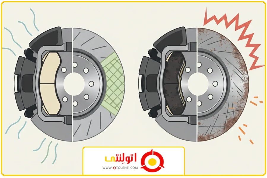 مقایسه از نظر نویز | لنت ترمز بدون صدا